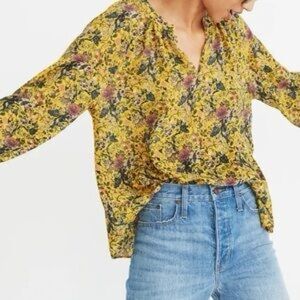 Madewell x Karen Walker Gennaket Floral Silk Blouse Top Sz Medium